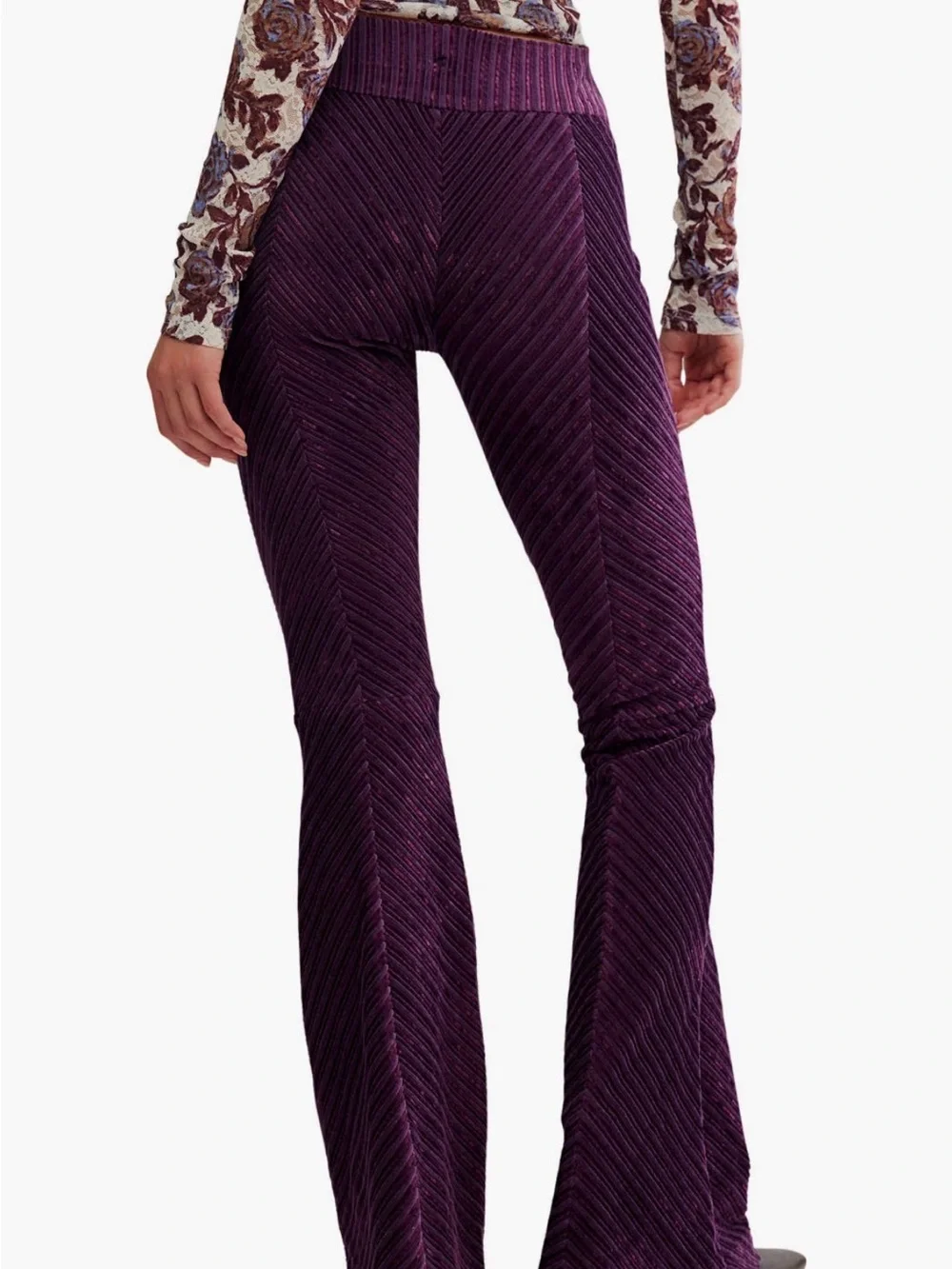 Free People Pull on Flare Pants Deep Plum Sz. S New